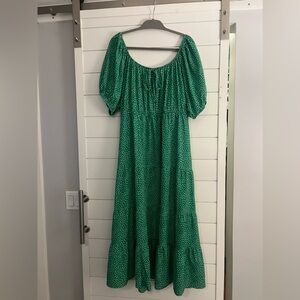 green polka dot maxi dress